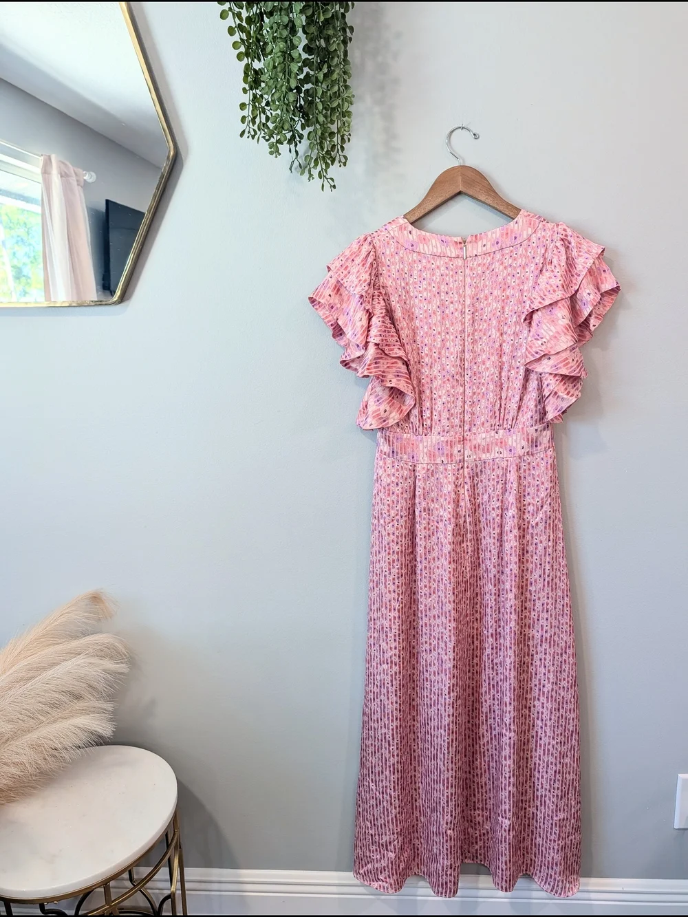*New* Kate apade Pink Flutter Sleeve V-Neck Midi Dress Sz 4